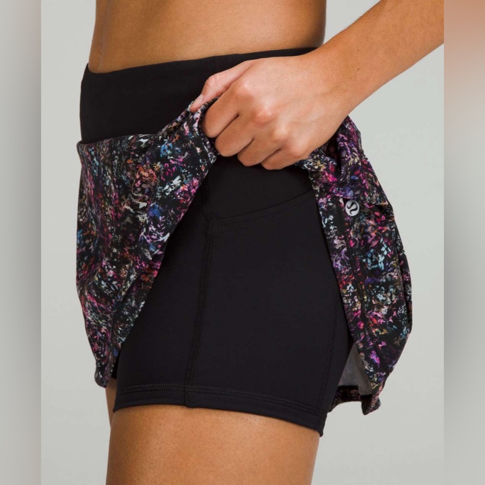 Lululemon 6 Pace‎ Rival Mid-Rise Skirt Floral Spray Multi Athleisure Running Run - Picture 2 of 8